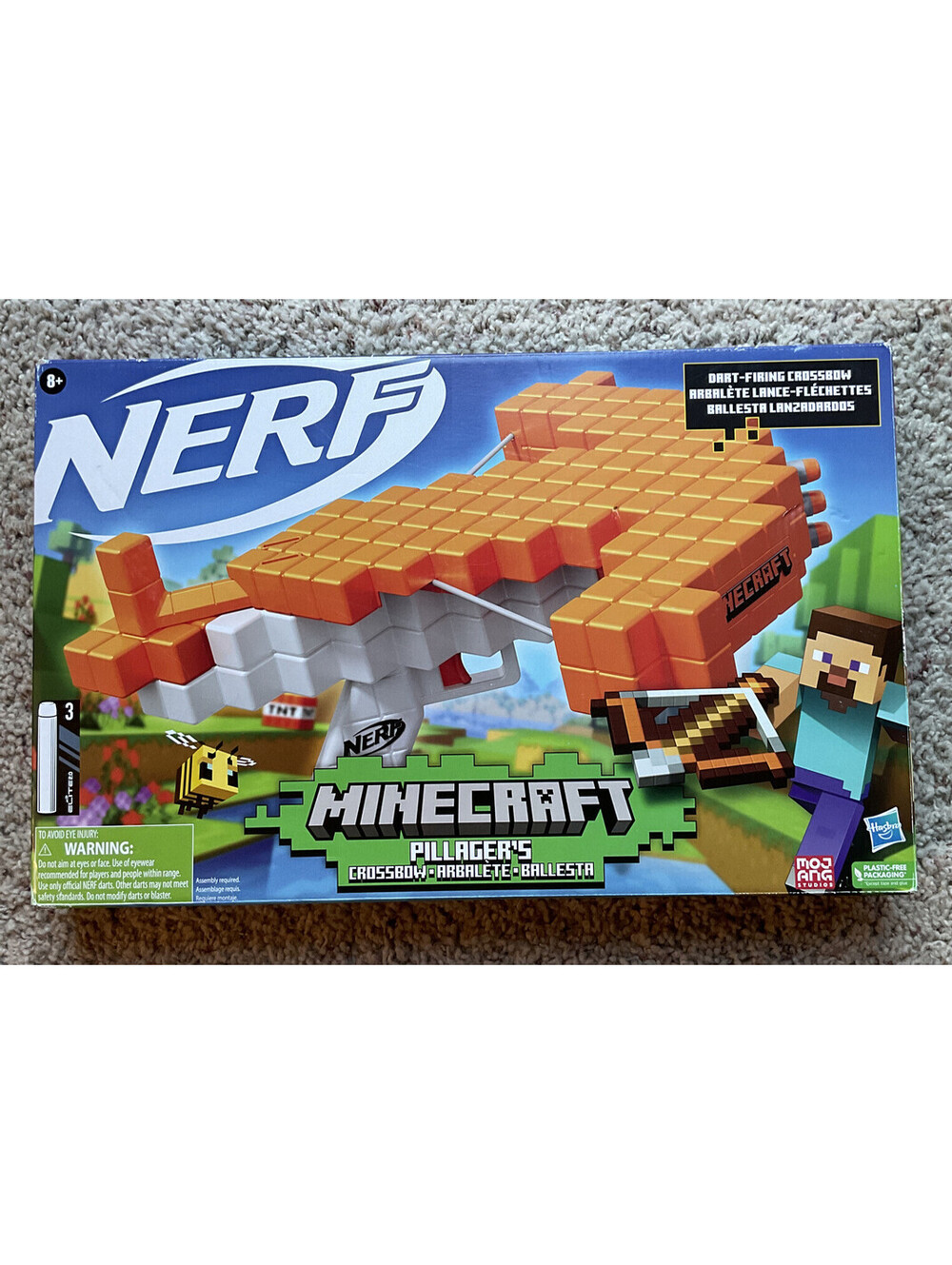NERF Minecraft Pillager's Crossbow, Dart Crossbow, 3 Elite Darts New Open Box
